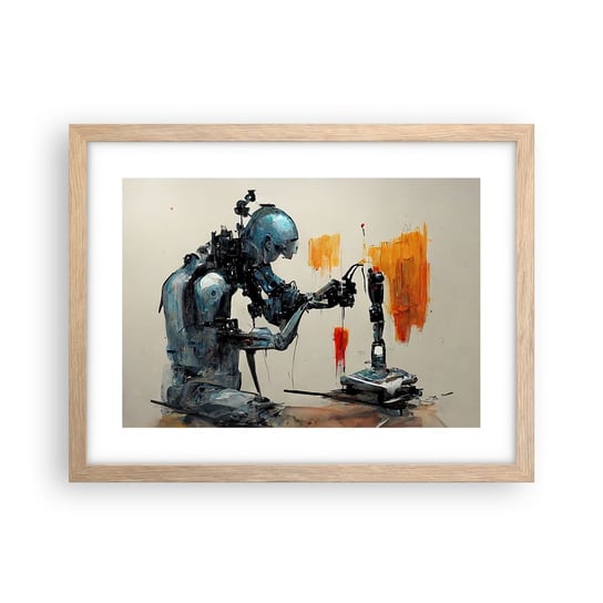 Obraz - Plakat - Już jutro… - 40x30cm - Artysta Sztuczna Inteligencja Robot - Foto Plakaty na ścianę w ramie jasny dąb - Plakat do Salonu Sypialni ARTTOR ARTTOR