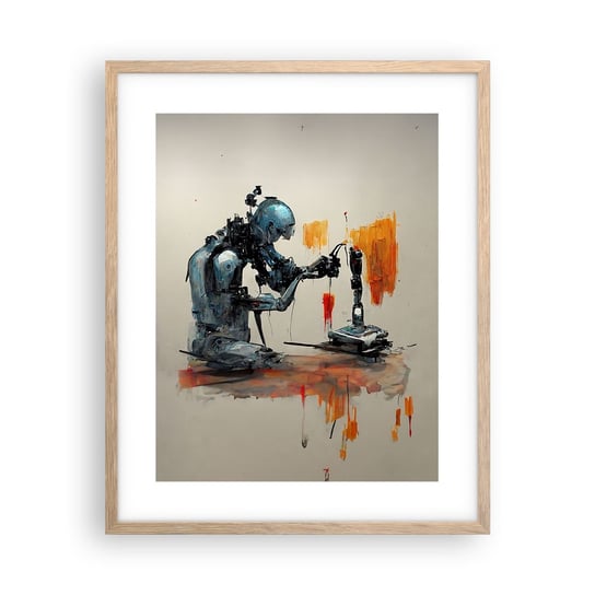 Obraz - Plakat - Już jutro… - 40x50cm - Artysta Sztuczna Inteligencja Robot - Foto Plakaty w ramie koloru jasny dąb do Salonu Sypialni ARTTOR ARTTOR