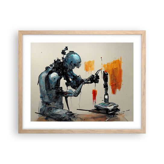 Obraz - Plakat - Już jutro… - 50x40cm - Artysta Sztuczna Inteligencja Robot - Foto Plakaty w ramie koloru jasny dąb do Salonu Sypialni ARTTOR ARTTOR