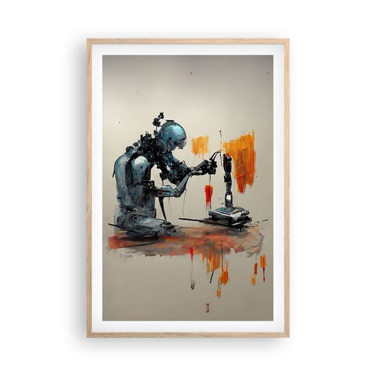 Obraz - Plakat - Już jutro… - 61x91cm - Artysta Sztuczna Inteligencja Robot - Foto Plakaty na ścianę w ramie jasny dąb - Plakat do Salonu Sypialni ARTTOR ARTTOR