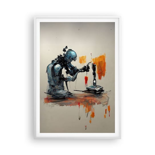 Obraz - Plakat - Już jutro… - 70x100cm - Artysta Sztuczna Inteligencja Robot - Foto Plakaty w ramie koloru białego do Salonu Sypialni ARTTOR ARTTOR