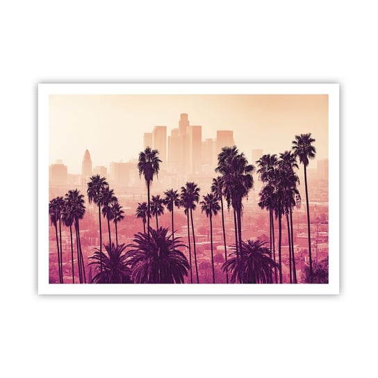 Obraz - Plakat - Kalifornijski pejzaż - 100x70cm - Miasto Los Angeles Palmy Kokosowe - Foto Plakaty bez ramy na ścianę do Salonu Sypialni ARTTOR ARTTOR