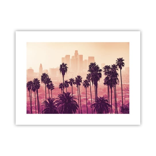 Obraz - Plakat - Kalifornijski pejzaż - 40x30cm - Miasto Los Angeles Palmy Kokosowe - Foto Plakaty na ścianę bez ramy - Plakat do Salonu Sypialni ARTTOR ARTTOR