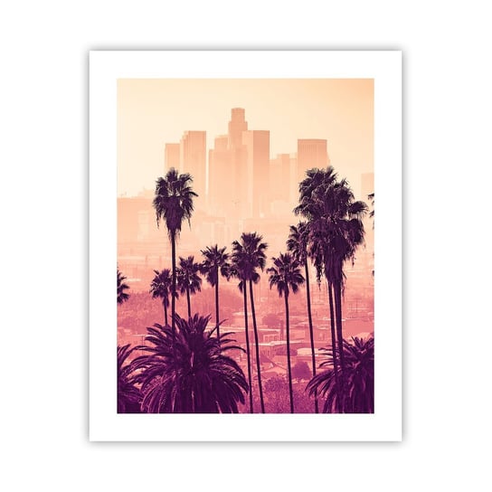 Obraz - Plakat - Kalifornijski pejzaż - 40x50cm - Miasto Los Angeles Palmy Kokosowe - Foto Plakaty bez ramy do Salonu Sypialni ARTTOR ARTTOR