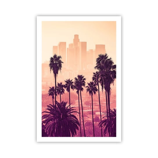 Obraz - Plakat - Kalifornijski pejzaż - 61x91cm - Miasto Los Angeles Palmy Kokosowe - Foto Plakaty na ścianę bez ramy - Plakat do Salonu Sypialni ARTTOR ARTTOR