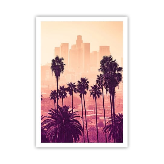 Obraz - Plakat - Kalifornijski pejzaż - 70x100cm - Miasto Los Angeles Palmy Kokosowe - Foto Plakaty bez ramy na ścianę do Salonu Sypialni ARTTOR ARTTOR