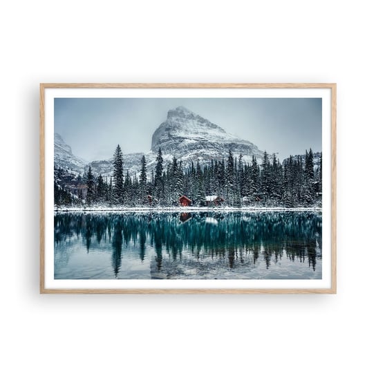 Obraz - Plakat - Kanadyjskie zacisze - 100x70cm - Krajobraz Kanada Zima - Foto Plakaty w ramie koloru jasny dąb do Salonu Sypialni ARTTOR ARTTOR