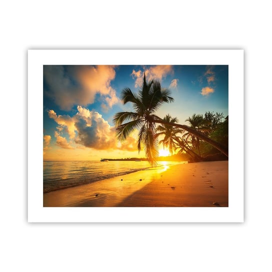 Obraz - Plakat - Karaibskie marzenie - 50x40cm - Krajobraz Palma Kokosowa Morze - Foto Plakaty bez ramy do Salonu Sypialni ARTTOR ARTTOR