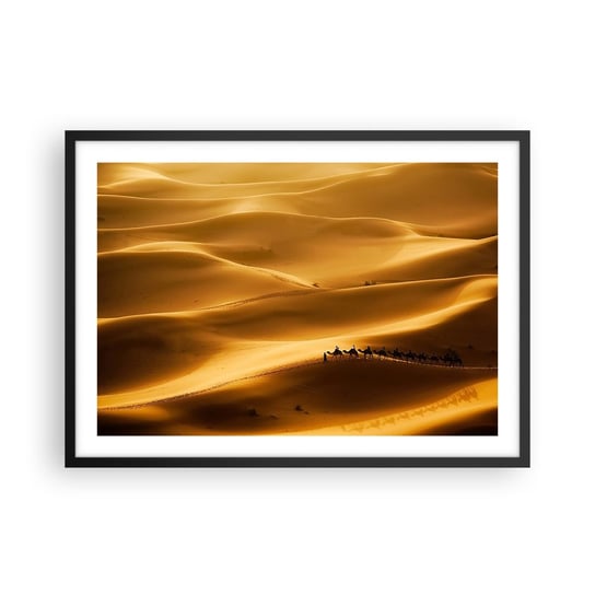 Obraz - Plakat - Karawana na falach pustyni - 70x50cm - Krajobraz Afryka Pustynia - Nowoczesny modny obraz Plakat czarna rama ARTTOR ARTTOR