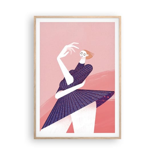 Obraz - Plakat - Każdy krok tanecznym pas - 70x100cm - Sukienka Kobieta Surrealizm - Foto Plakaty w ramie koloru jasny dąb do Salonu Sypialni ARTTOR ARTTOR