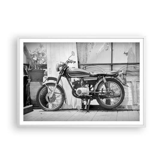 Obraz - Plakat - Klasyka ponad wszystko - 100x70cm - Motocykl Vintage Motor Podróż - Foto Plakaty w ramie koloru białego do Salonu Sypialni ARTTOR ARTTOR