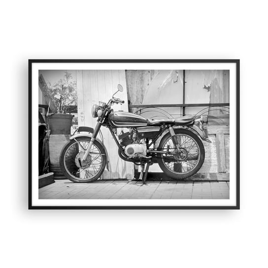 Obraz - Plakat - Klasyka ponad wszystko - 100x70cm - Motocykl Vintage Motor Podróż - Foto Plakaty w ramie koloru czarnego do Salonu Sypialni ARTTOR ARTTOR