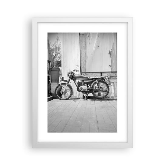 Obraz - Plakat - Klasyka ponad wszystko - 30x40cm - Motocykl Vintage Motor Podróż - Foto Plakaty na ścianę w ramie białej - Plakat do Salonu Sypialni ARTTOR ARTTOR