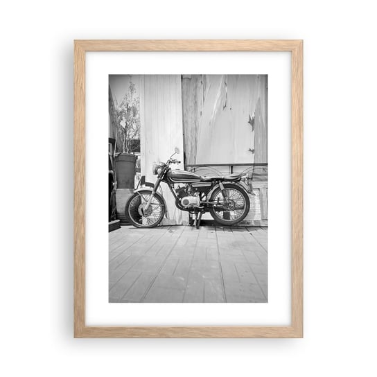 Obraz - Plakat - Klasyka ponad wszystko - 30x40cm - Motocykl Vintage Motor Podróż - Foto Plakaty na ścianę w ramie jasny dąb - Plakat do Salonu Sypialni ARTTOR ARTTOR