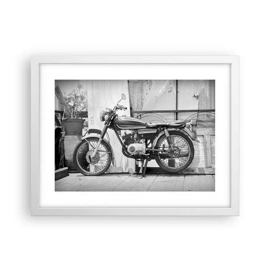 Obraz - Plakat - Klasyka ponad wszystko - 40x30cm - Motocykl Vintage Motor Podróż - Foto Plakaty na ścianę w ramie białej - Plakat do Salonu Sypialni ARTTOR ARTTOR