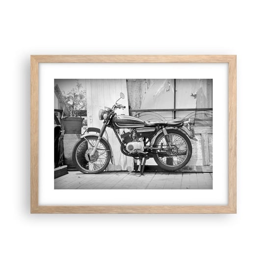 Obraz - Plakat - Klasyka ponad wszystko - 40x30cm - Motocykl Vintage Motor Podróż - Foto Plakaty na ścianę w ramie jasny dąb - Plakat do Salonu Sypialni ARTTOR ARTTOR