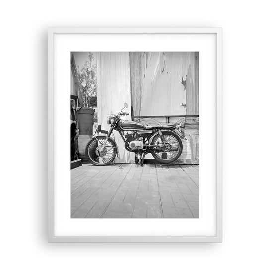 Obraz - Plakat - Klasyka ponad wszystko - 40x50cm - Motocykl Vintage Motor Podróż - Foto Plakaty w ramie koloru białego do Salonu Sypialni ARTTOR ARTTOR