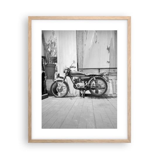 Obraz - Plakat - Klasyka ponad wszystko - 40x50cm - Motocykl Vintage Motor Podróż - Foto Plakaty w ramie koloru jasny dąb do Salonu Sypialni ARTTOR ARTTOR