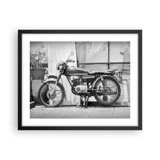 Obraz - Plakat - Klasyka ponad wszystko - 50x40cm - Motocykl Vintage Motor Podróż - Foto Plakaty w ramie koloru czarnego do Salonu Sypialni ARTTOR ARTTOR