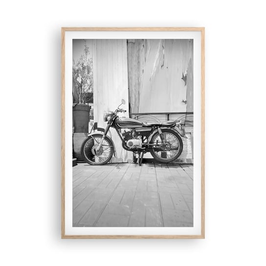 Obraz - Plakat - Klasyka ponad wszystko - 61x91cm - Motocykl Vintage Motor Podróż - Foto Plakaty na ścianę w ramie jasny dąb - Plakat do Salonu Sypialni ARTTOR ARTTOR