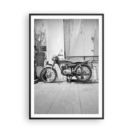 Obraz - Plakat - Klasyka ponad wszystko - 70x100cm - Motocykl Vintage Motor Podróż - Foto Plakaty w ramie koloru czarnego do Salonu Sypialni ARTTOR ARTTOR