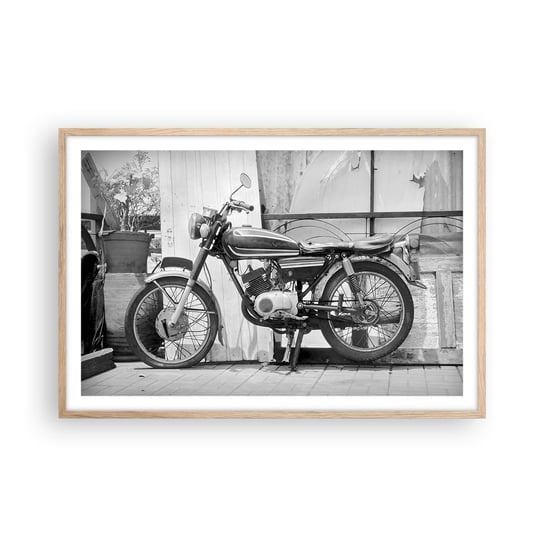 Obraz - Plakat - Klasyka ponad wszystko - 91x61cm - Motocykl Vintage Motor Podróż - Foto Plakaty na ścianę w ramie jasny dąb - Plakat do Salonu Sypialni ARTTOR ARTTOR