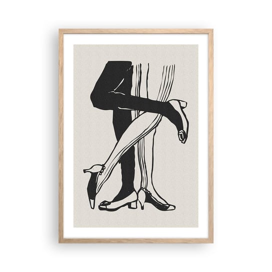 Obraz - Plakat - Kobiecy atrybut - 50x70cm - Nogi Para Miłość - Nowoczesny modny obraz Plakat rama jasny dąb ARTTOR ARTTOR