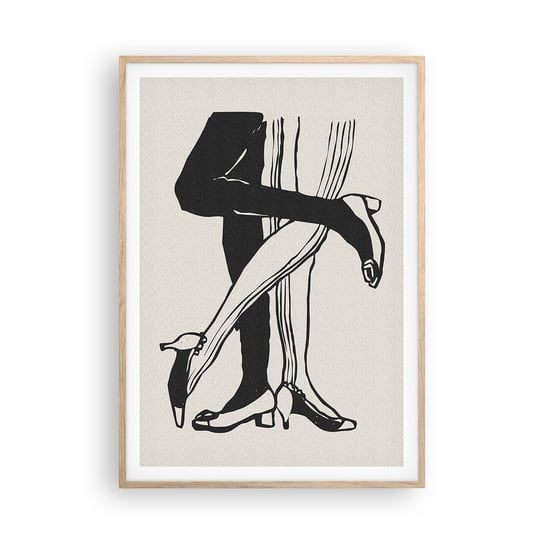 Obraz - Plakat - Kobiecy atrybut - 70x100cm - Nogi Para Miłość - Foto Plakaty w ramie koloru jasny dąb do Salonu Sypialni ARTTOR ARTTOR