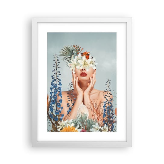 Obraz - Plakat - Kobieta – kwiat - 30x40cm - Abstrakcja Kobieta Kwiaty - Foto Plakaty na ścianę w ramie białej - Plakat do Salonu Sypialni ARTTOR ARTTOR