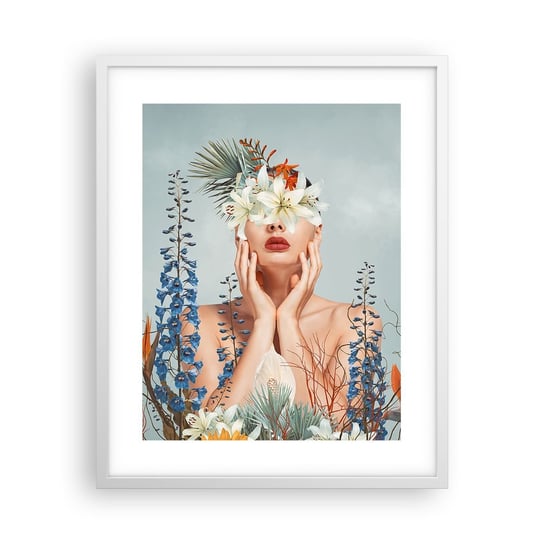 Obraz - Plakat - Kobieta – kwiat - 40x50cm - Abstrakcja Kobieta Kwiaty - Foto Plakaty w ramie koloru białego do Salonu Sypialni ARTTOR ARTTOR