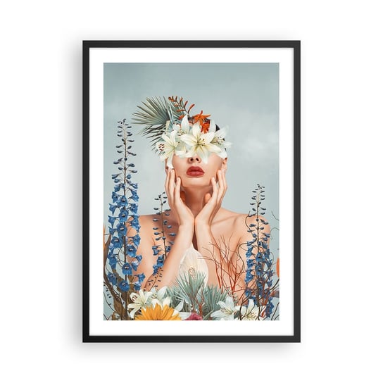 Obraz - Plakat - Kobieta – kwiat - 50x70cm - Abstrakcja Kobieta Kwiaty - Nowoczesny modny obraz Plakat czarna rama ARTTOR ARTTOR