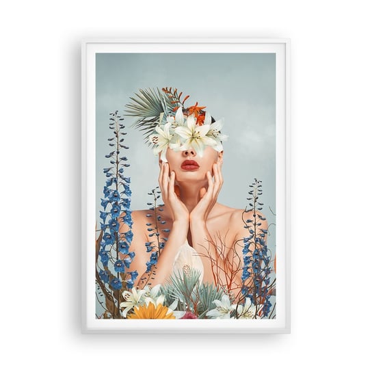 Obraz - Plakat - Kobieta – kwiat - 70x100cm - Abstrakcja Kobieta Kwiaty - Foto Plakaty w ramie koloru białego do Salonu Sypialni ARTTOR ARTTOR