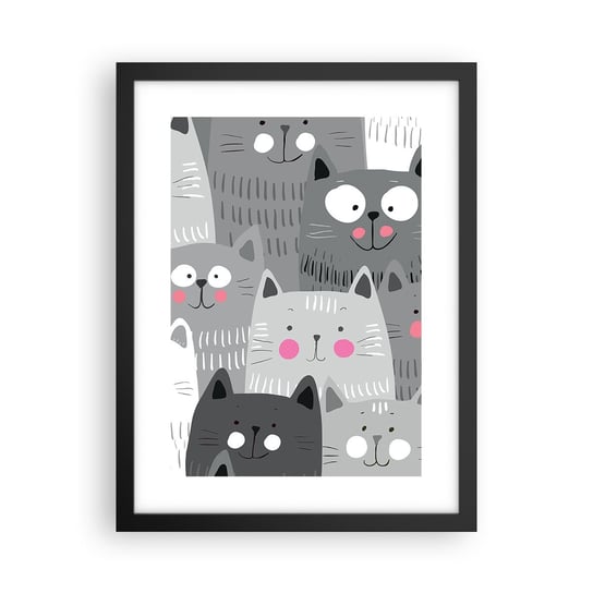 Obraz - Plakat - Koci świat - 30x40cm - Dla Dzieci Kot Zwierzęta - Foto Plakaty na ścianę w czarnej ramie - Plakat do Salonu Sypialni ARTTOR ARTTOR