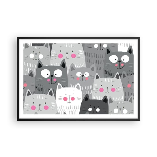 Obraz - Plakat - Koci świat - 91x61cm - Dla Dzieci Kot Zwierzęta - Foto Plakaty na ścianę w czarnej ramie - Plakat do Salonu Sypialni ARTTOR ARTTOR