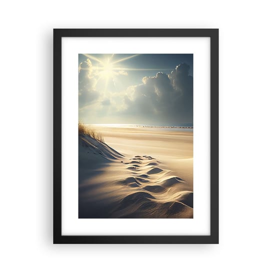 Obraz - Plakat - Kojący pejzaż - 30x40cm - Wydmy Plaża Ocean - Foto Plakaty na ścianę w czarnej ramie - Plakat do Salonu Sypialni ARTTOR ARTTOR