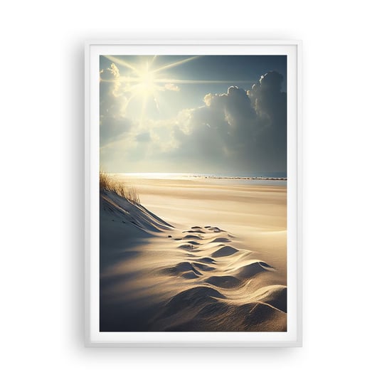 Obraz - Plakat - Kojący pejzaż - 70x100cm - Wydmy Plaża Ocean - Foto Plakaty w ramie koloru białego do Salonu Sypialni ARTTOR ARTTOR