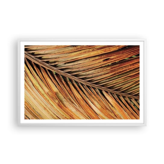 Obraz - Plakat - Kokosowe złoto - 91x61cm - Palma Kokosowa Liście Palmy Dżungla - Foto Plakaty na ścianę w ramie białej - Plakat do Salonu Sypialni ARTTOR ARTTOR