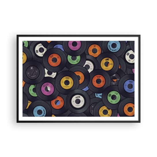 Obraz - Plakat - Kolory klasyki - 100x70cm - Płyta Winylowa Muzyka Vintage - Foto Plakaty w ramie koloru czarnego do Salonu Sypialni ARTTOR ARTTOR