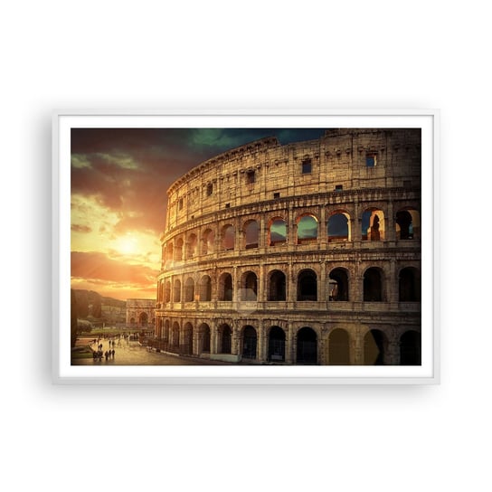 Obraz - Plakat - Kolosalne wrażenie - 100x70cm - Koloseum Rzym Architektura - Foto Plakaty w ramie koloru białego do Salonu Sypialni ARTTOR ARTTOR