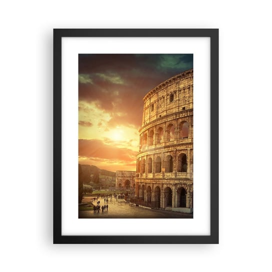 Obraz - Plakat - Kolosalne wrażenie - 30x40cm - Koloseum Rzym Architektura - Foto Plakaty na ścianę w czarnej ramie - Plakat do Salonu Sypialni ARTTOR ARTTOR