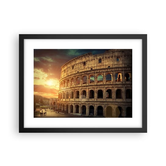 Obraz - Plakat - Kolosalne wrażenie - 40x30cm - Koloseum Rzym Architektura - Foto Plakaty na ścianę w czarnej ramie - Plakat do Salonu Sypialni ARTTOR ARTTOR