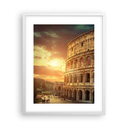 Obraz - Plakat - Kolosalne wrażenie - 40x50cm - Koloseum Rzym Architektura - Foto Plakaty w ramie koloru białego do Salonu Sypialni ARTTOR ARTTOR
