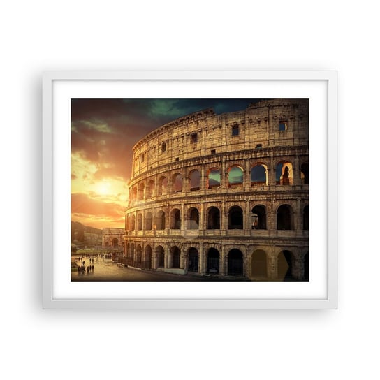 Obraz - Plakat - Kolosalne wrażenie - 50x40cm - Koloseum Rzym Architektura - Foto Plakaty w ramie koloru białego do Salonu Sypialni ARTTOR ARTTOR