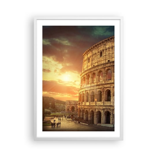 Obraz - Plakat - Kolosalne wrażenie - 50x70cm - Koloseum Rzym Architektura - Nowoczesny modny obraz Plakat rama biała ARTTOR ARTTOR