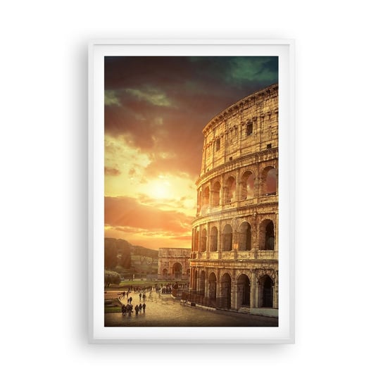 Obraz - Plakat - Kolosalne wrażenie - 61x91cm - Koloseum Rzym Architektura - Foto Plakaty na ścianę w ramie białej - Plakat do Salonu Sypialni ARTTOR ARTTOR
