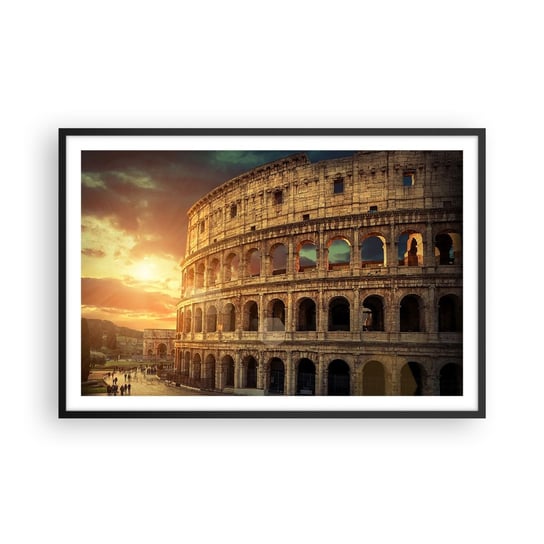 Obraz - Plakat - Kolosalne wrażenie - 91x61cm - Koloseum Rzym Architektura - Foto Plakaty na ścianę w czarnej ramie - Plakat do Salonu Sypialni ARTTOR ARTTOR
