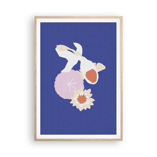 Obraz - Plakat - Kompozycja kwiatów i pąków - 70x100cm - Ryba Rafa Koralowa Minimalizm - Foto Plakaty w ramie koloru jasny dąb do Salonu Sypialni ARTTOR ARTTOR