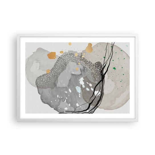 Obraz - Plakat - Kompozycja organiczna - 70x50cm - Abstrakcja Kleksy Farba - Nowoczesny modny obraz Plakat rama biała ARTTOR ARTTOR