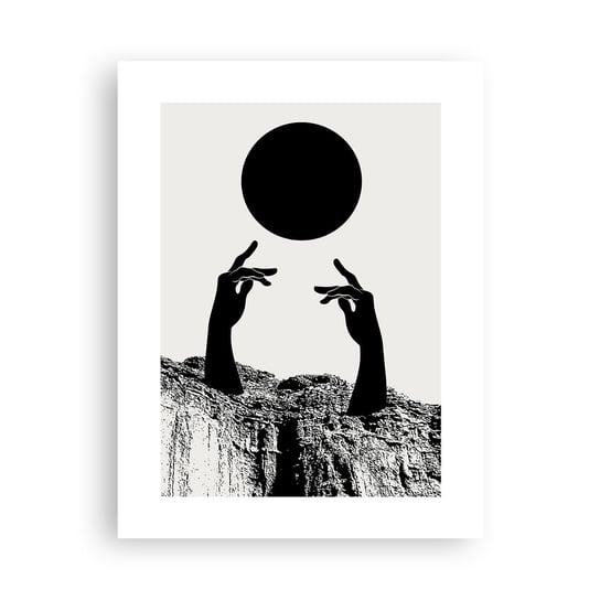 Obraz - Plakat - Kompozycja surrealistyczna: słońce i reszta - 30x40cm - Ręce Słońce Czarno-Biały - Foto Plakaty na ścianę bez ramy - Plakat do Salonu Sypialni ARTTOR ARTTOR