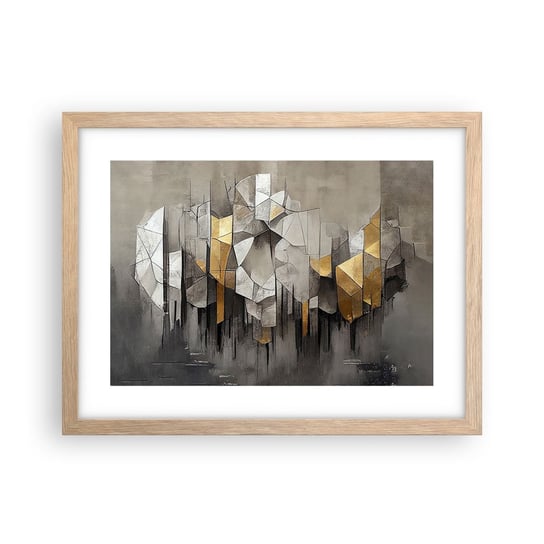 Obraz - Plakat - Kompozycja z lodu i światła - 40x30cm - Abstrakcja Sztuka Art Deco - Foto Plakaty na ścianę w ramie jasny dąb - Plakat do Salonu Sypialni ARTTOR ARTTOR